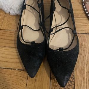 Pointed Toe Lace Up Ballet Flats